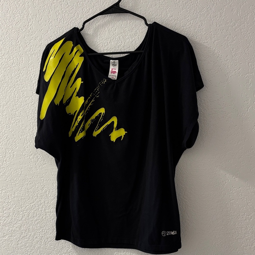 Zumba Fitness Black Tee with Yellow Accents